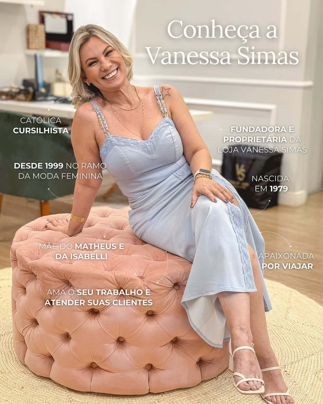 Peça visual de apresentação da Vanessa Simas Boutique